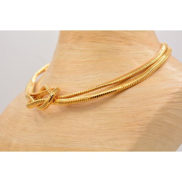 DL Auld Vintage Collar Necklace Knot Snake Omega Chain Gold Signed 1920s Bin3C - Picture 9 of 12